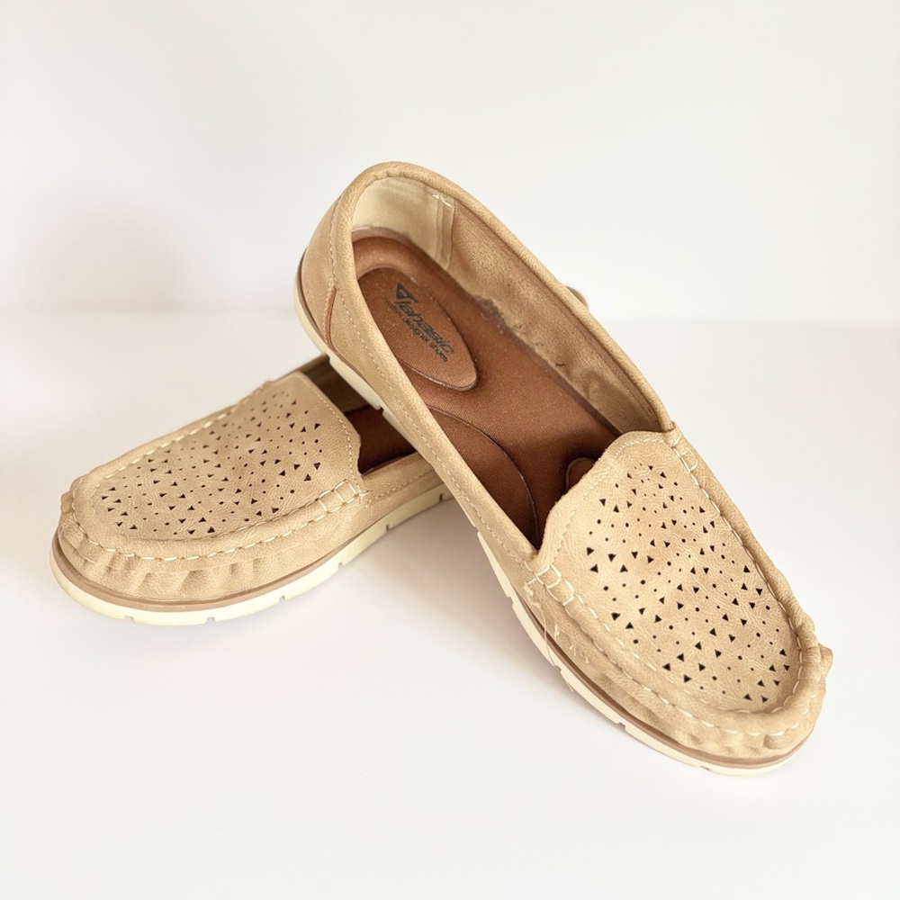 Clarks Women's Beige Perforated Loafers